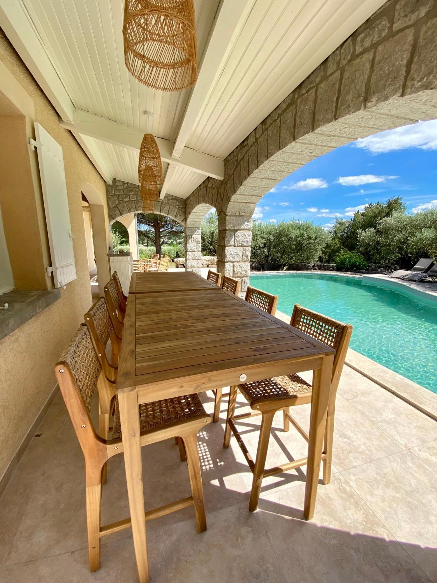 Maison Pour 12P, Piscine A Debordement Chauffee D'Avril A Octobre Inclus Ruoms Exterior photo