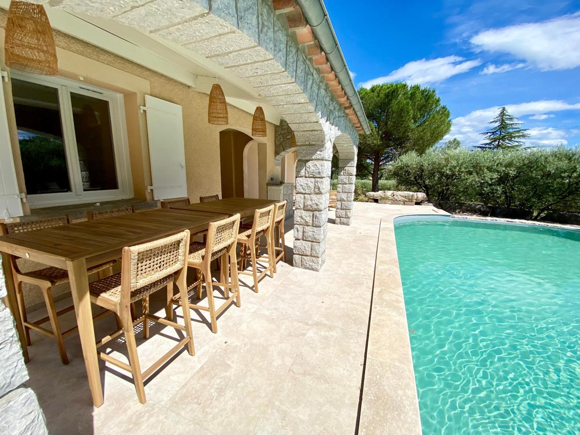 Maison Pour 12P, Piscine A Debordement Chauffee D'Avril A Octobre Inclus Ruoms Exterior photo