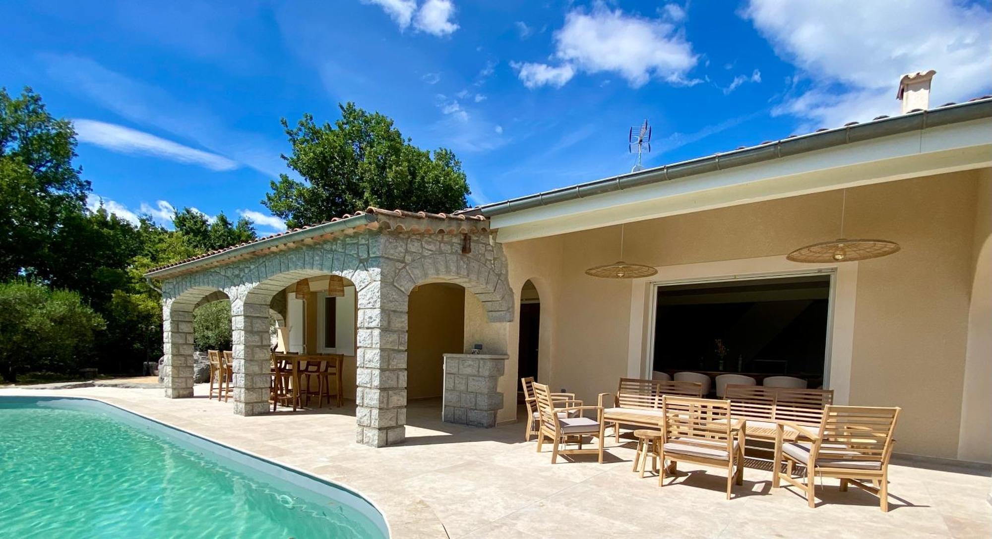 Maison Pour 12P, Piscine A Debordement Chauffee D'Avril A Octobre Inclus Ruoms Exterior photo